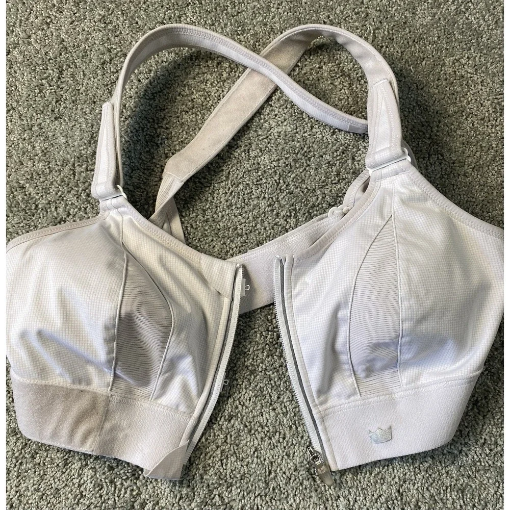 SHEFIT Ultimate White High Impact Medium Support Sports Bra Athletic Adjustable